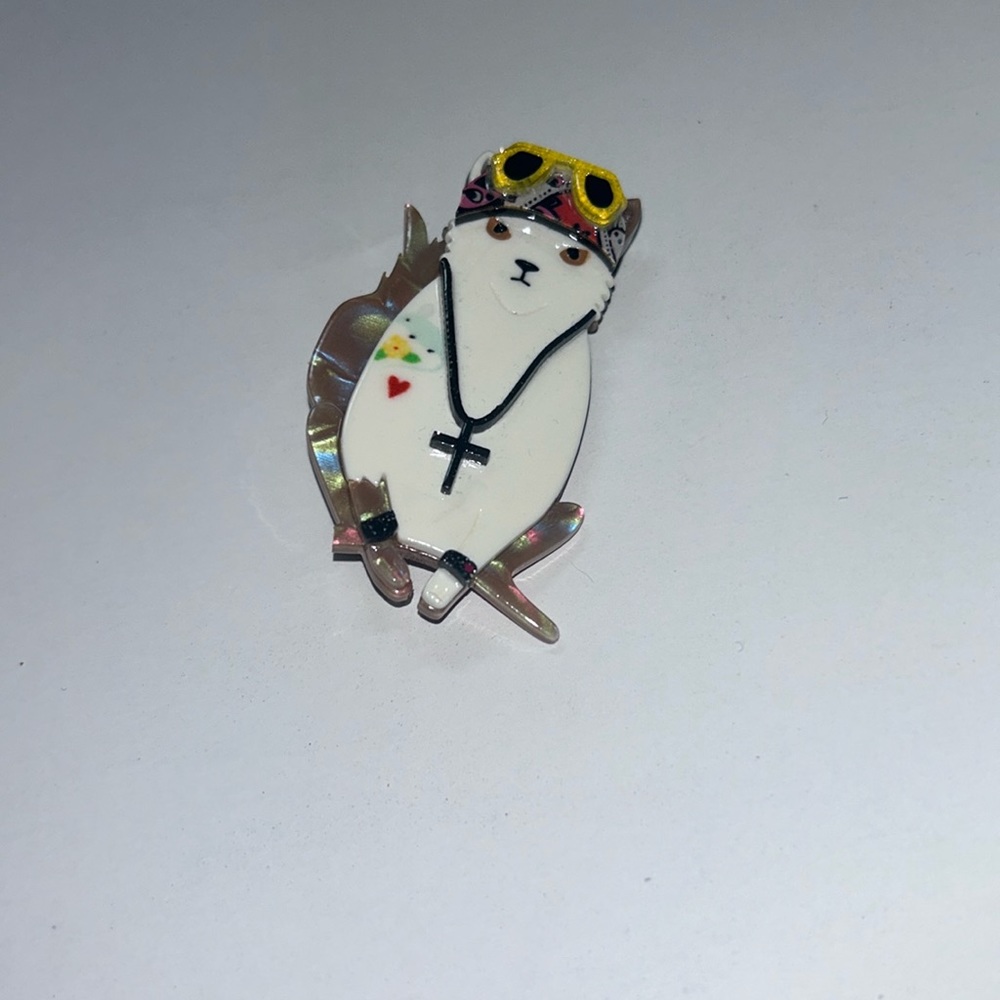 Erstwilder rebel cat acrylic brooch pin